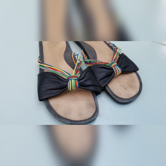 Women's Black Leather Slide Sandals - Picture 5 of 6